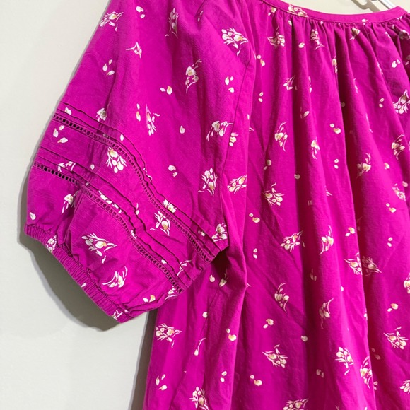 Lane Bryant Pink Floral Shirt Womens 14/16 V Neck Boho Cottage Garden - Picture 7 of 7